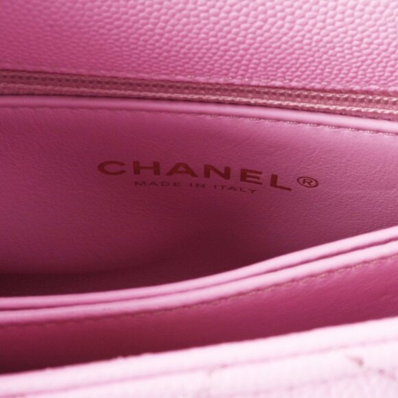 Authentic CHANEL Caviar Quilted Mini Coco Chain Handle Flap Bag Pink - Picture 11 of 13